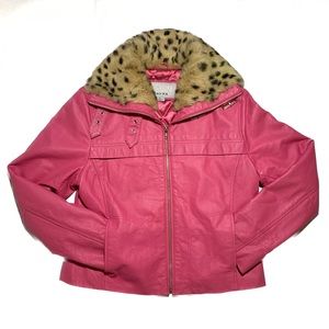 Hot Pink Leather Moto Jacket